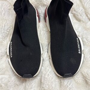 Balenciaga Black and White Knit Sneakers
